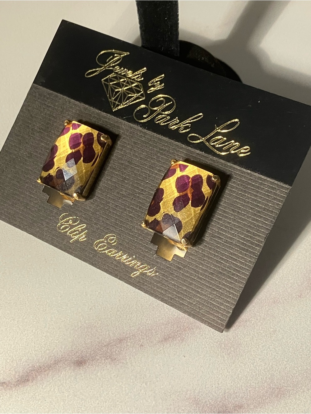 ‘Cheetah’ earrings with beautiful gold luster background clip earrings for all